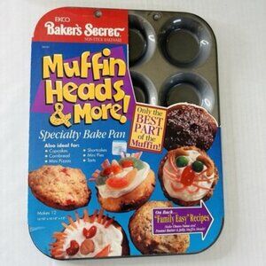 Ekco Bakers Secret Muffin Tops Bake Pan 12 Holes Tarts Mini Pizzas Tarts NEW!